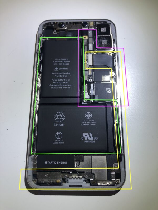 iPhone X port ładowania i anteny LAT